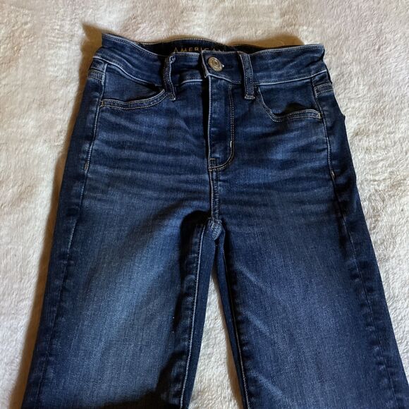 American Eagle Size 000 Hi Rise Jegging Next Level Stretch Denim Jeans Dark Wash - Picture 4 of 8